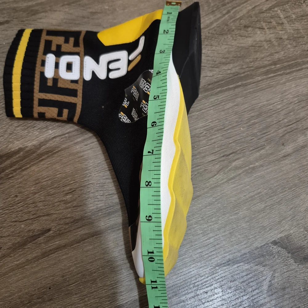 Fendi  Black, Yellow, and Brown Sock Boots - Picture 8 of 12